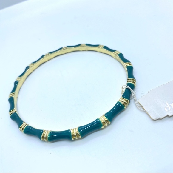 CHARMING CHARLIE NWT Teal and Goldtone Bangle Bracelet - Picture 1 of 5